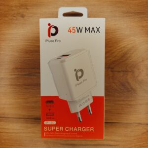 شارژر دیواری iPluse Pro 45W MAX | USB-A + Type-C | شارژ سریع PD & QC 3.0 – دو دستگاه همزمان!