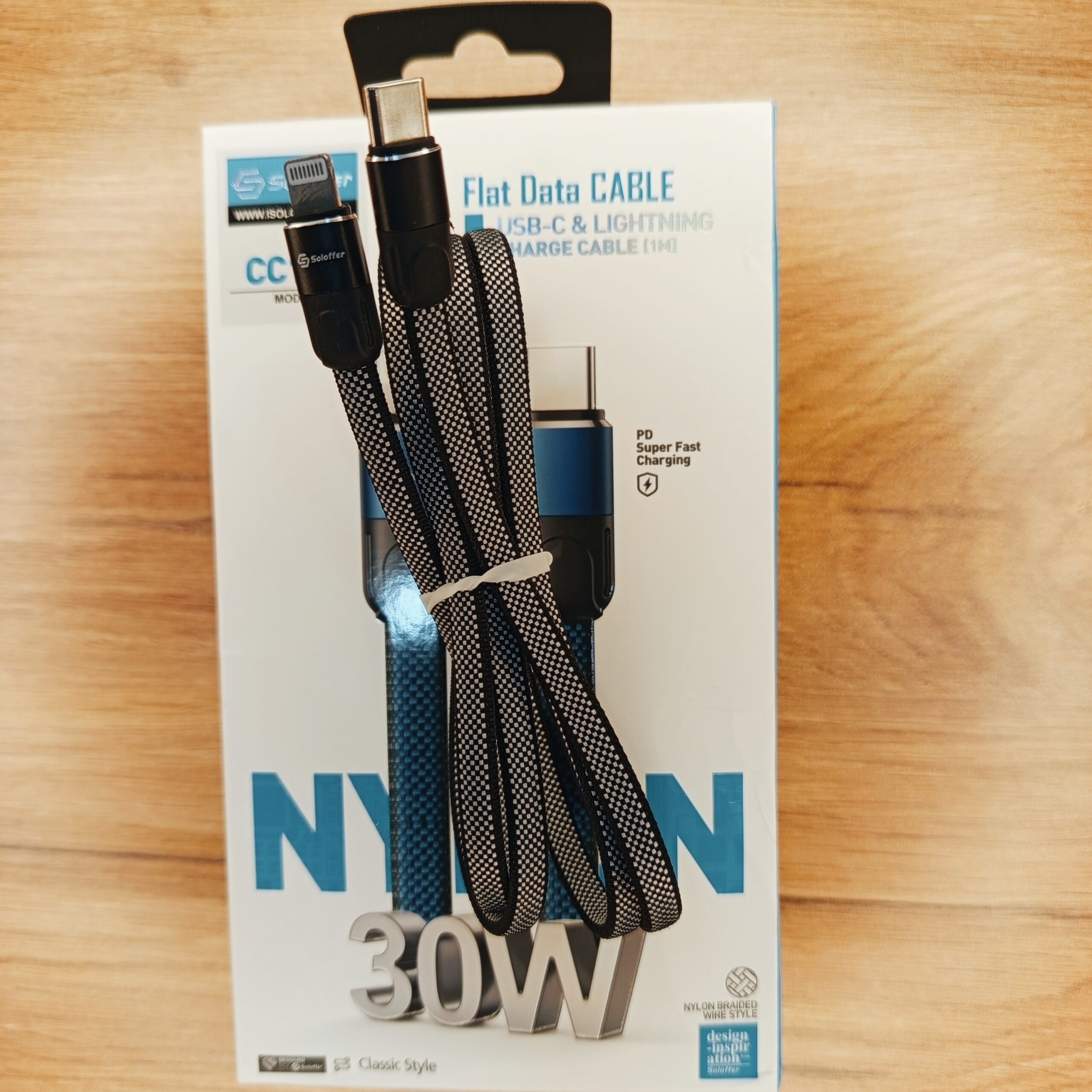 کابل Type-C به Lightning سولوفر مدل CC105 | پشتیبانی 30 وات، PD و MFi 2 کابل 30W Soloffer CC105 Type-C به Lightning PD + MFi + تخت نایلونی 1 متر