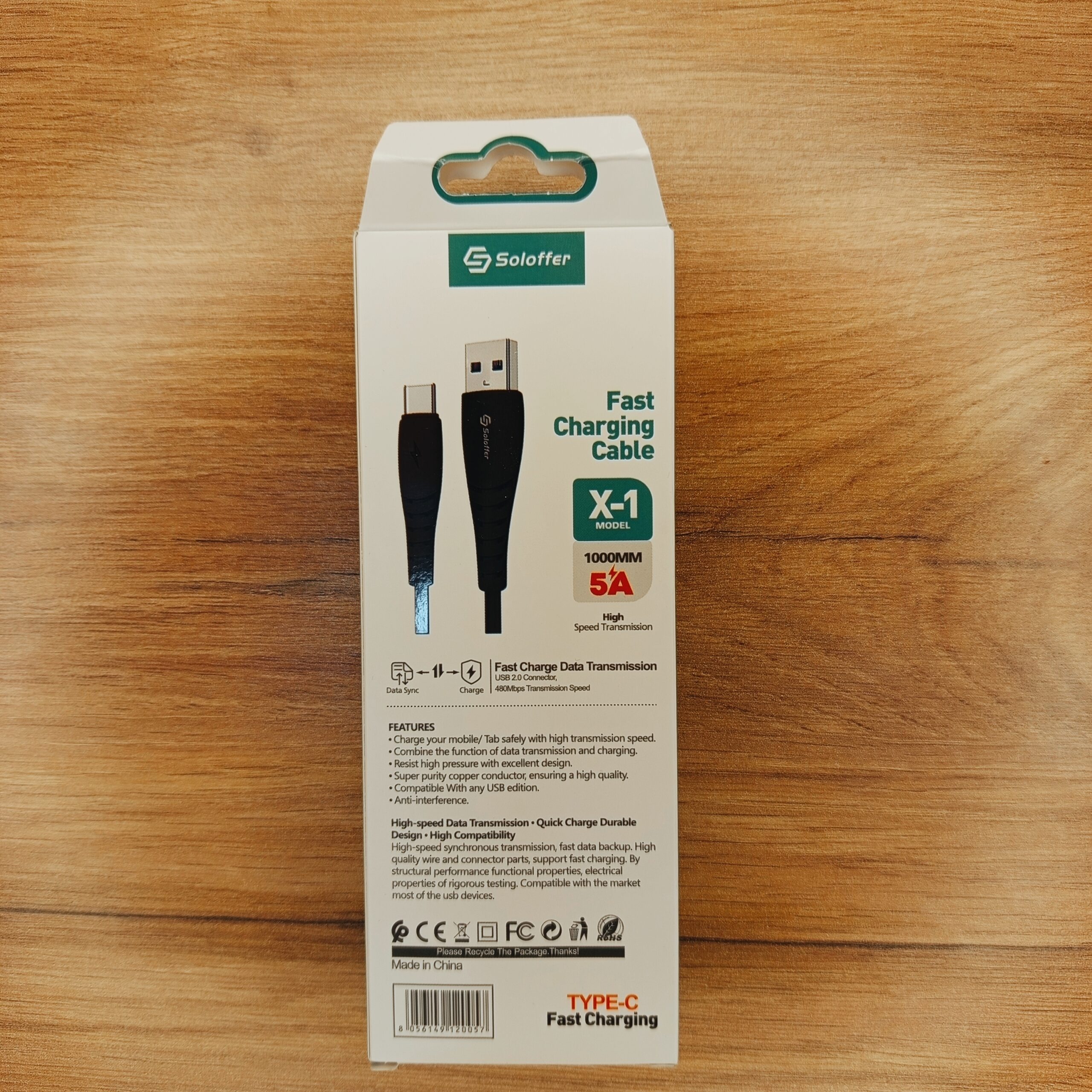 کابل Type-C سولوفر مدل X-1 | جریان ۵ آمپر + شارژ سریع QC 3.0 (۱ متری) 3 کابل Type-C سولوفر X-1 5A + QC 3.0 + 1 متر شارژ سریع + انتقال 480Mbps – مقاوم، سریع، بادوام!